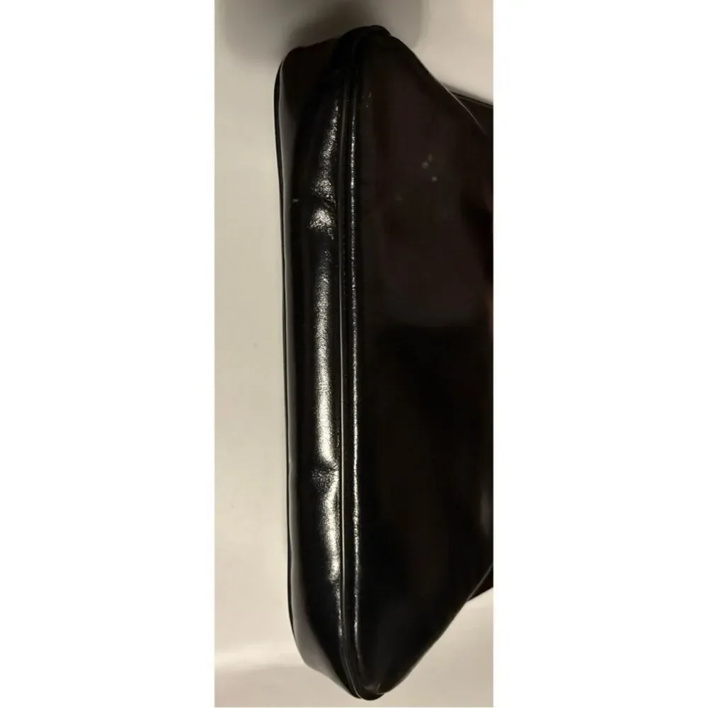 Vintage 70’s Margolm Patent Leather Clutch with Tortoiseshell Frame ~ Black